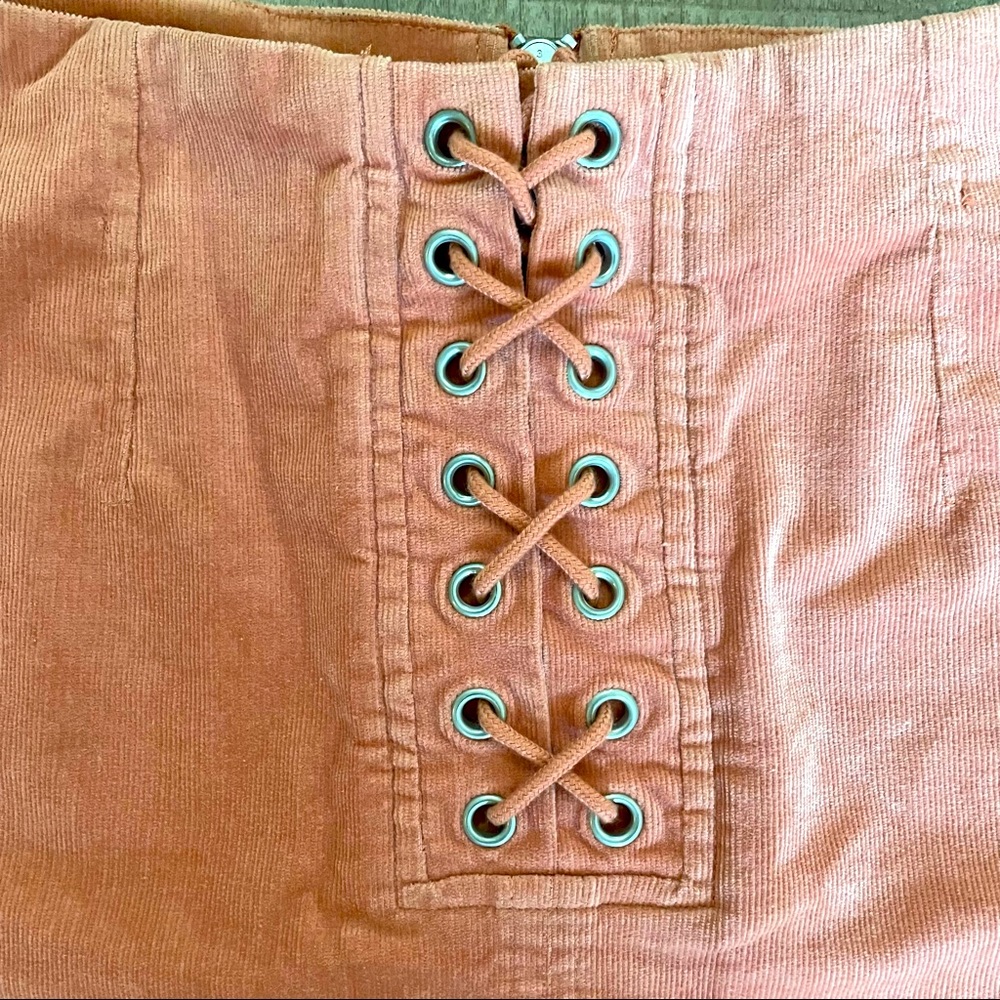 Corduroy Lace-Up Mini Skirt | Burnt Orange | Small - Picture 10 of 10